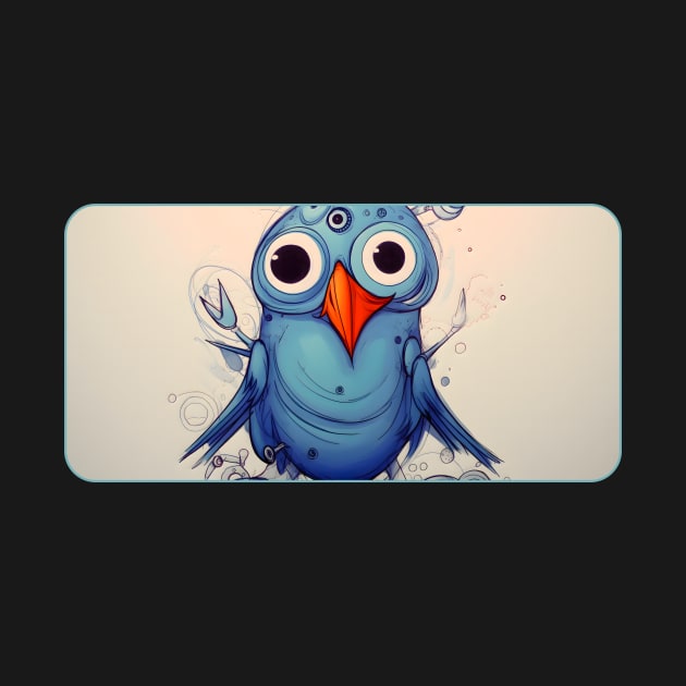 Weird blue bird drawing by Polyshirt