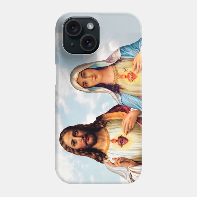 Sacred and Immaculate Heart with Sky Background Phone Case by Brasilia Catholic