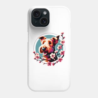 Joyful Irish Terrier Amidst Spring Cherry Blossoms Phone Case