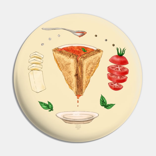 Grilled Cheese Mandala Pin by SarahWrightArt