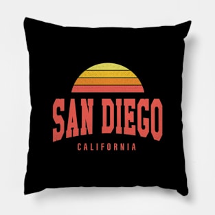 San Diego, California - CA Retro Sunrise/Sunset Pillow