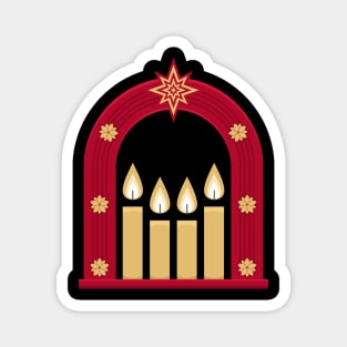 Four Advent candles lit in anticipation of the birth of Jesus Christ Magnet