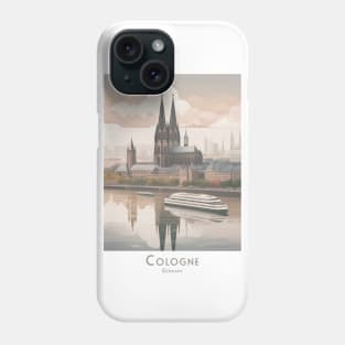 Vintage Retro Germany Majestic Cologne Cathedral and River View Phone Case