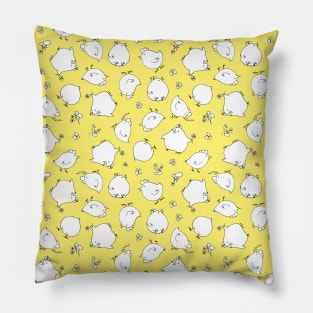 Cool dude chickens. cartoon illustration flat t-sirt design Pillow