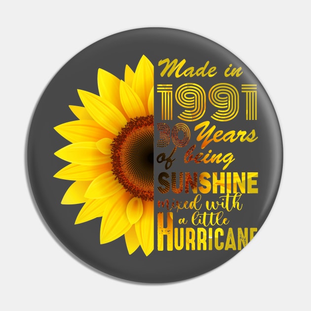 Vintage 1991 sunflower 30th Birthday Awesome Gift Pin by Salt88