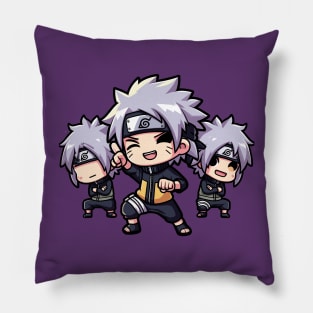 Kakashi Trio Chibi Design - Happy and Weird Anime Humor Pillow