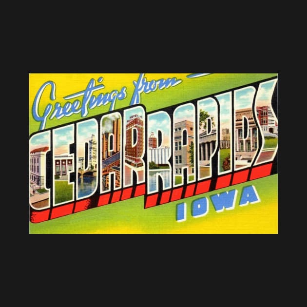 Greetings from Cedar Rapids Iowa, Vintage Large Letter Postcard by Naves