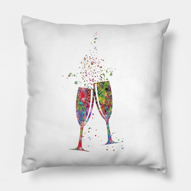 Glass of champagne, Pillow by RosaliArt