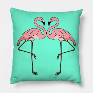 Double Trouble Tropical Pink Flamingo Pillow