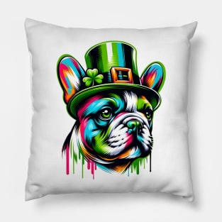 French Bulldog Enjoys Saint Patrick's Day Fun Pillow