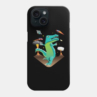 Space Dinosaur Versus UFO Phone Case