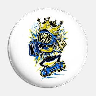 King TV Skater Blue Gold Pin