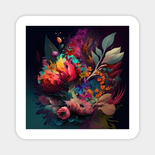 A Brightly Colored Fractal Bouquet of Flowers Magnet