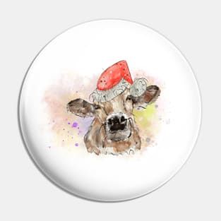 Christmas Cow santa Pin