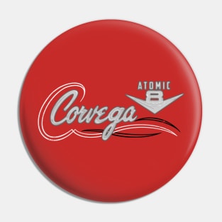 Retro Vintage Corvega Atomic V8 Badge Pin