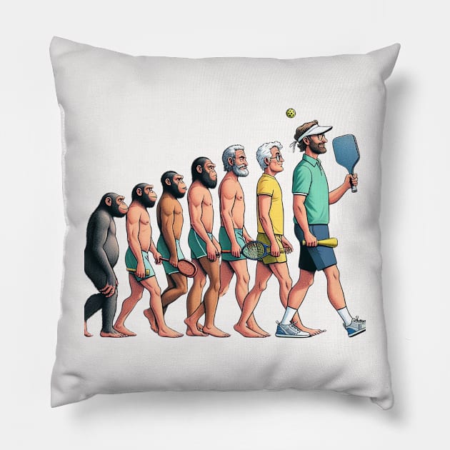 Pickleball Evolution of Man Design T-Shirt Pillow by Battlefoxx Living Earth