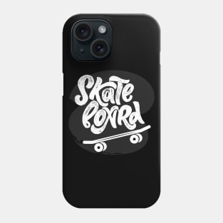 Skateboard logo with symbol of sport equipment on black background. Phone Case