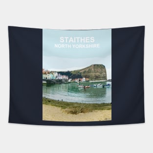 Staithes North Yorkshire. Travel poster Tapestry