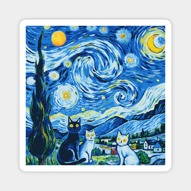 Staryy Night Cat Version Magnet by The WYLD Tribe