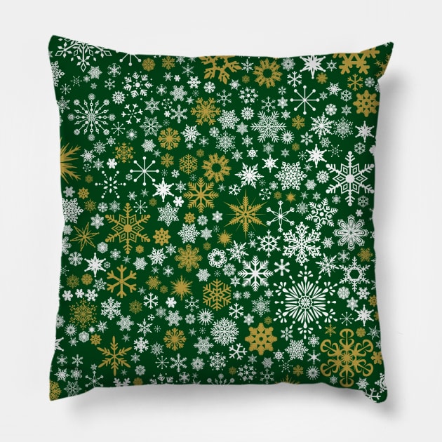 A Thousand Snowflakes in Candy Cane Green Pillow by KolJoseph