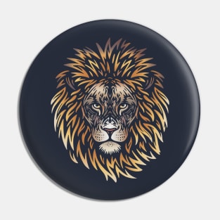 African Lion Face Pin