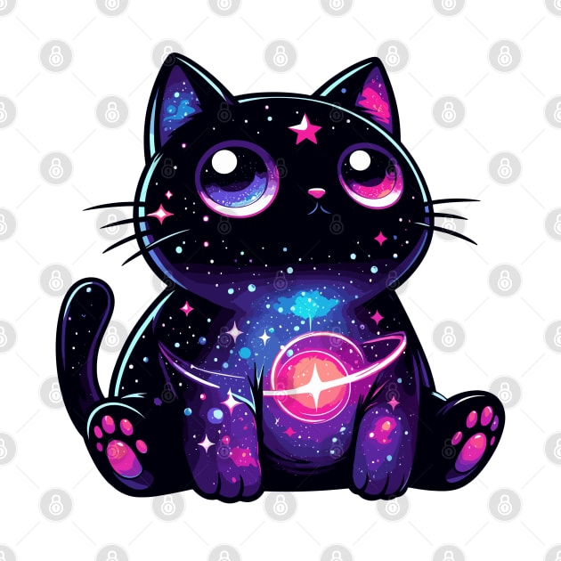 Kawaii Cosmic Cat in Stars by TomFrontierArt