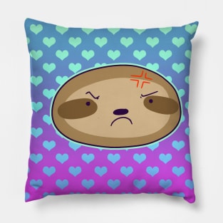 Angry Sloth Face - Ombre Hearts Pillow