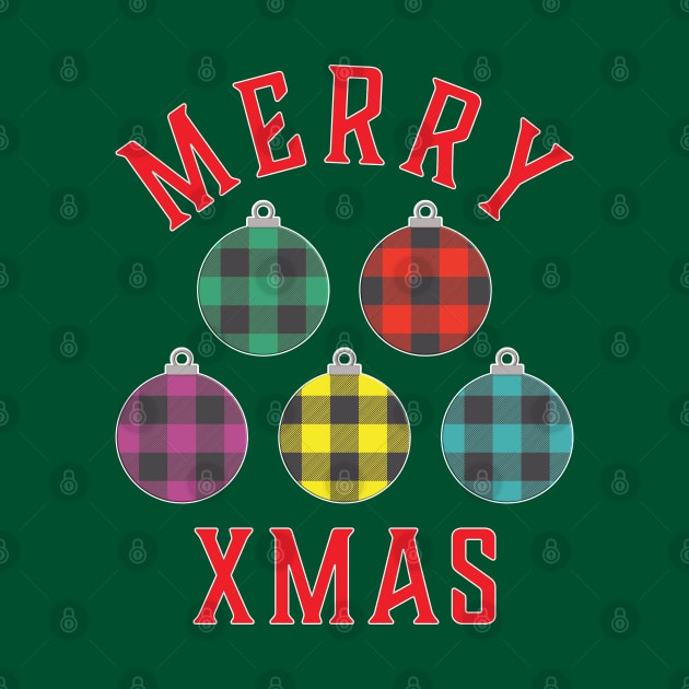 Merry Xmas Buffalo Plaid Ornaments by DPattonPD