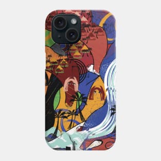 abstract digital waterfalls landscape Phone Case