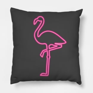 80's Gift 80s Retro Neon Sign Pink Flamingo Pillow