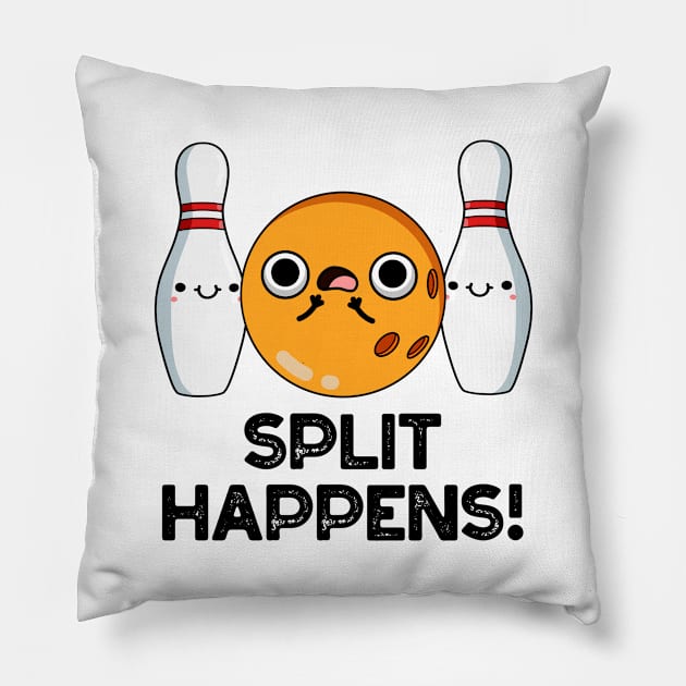 Split Happens Funny Bowling Pun Pillow by punnybone