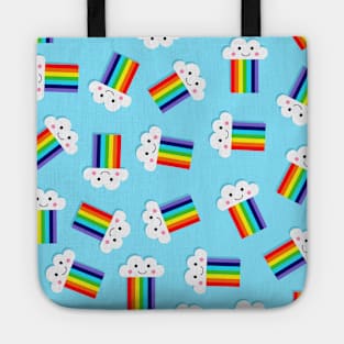 Blue Happy Cloud Rainbow Pattern Tote