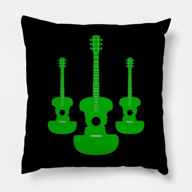 Green Acoustic Guitar Pillow by etees0609