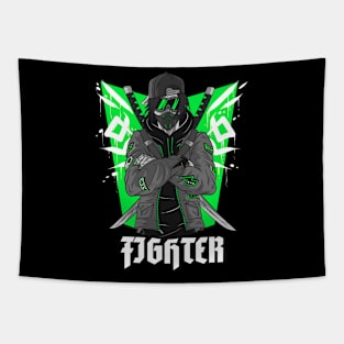 Green Fighter Tapestry