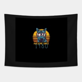 Awesome Since 1980 40th Birthday Black Cat Kitten Vintage Retro Animal Social Distancing FaceMask Tapestry