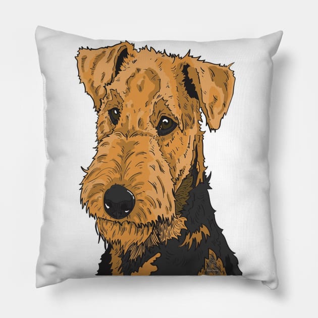 Airedale terrier Pillow by A.Delos Santos Artworks