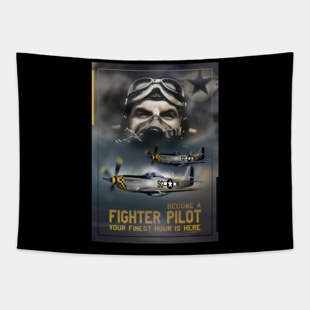 P51 Mustang Pilot Tapestry by hardtbonez
