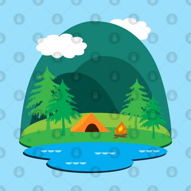 Camping Adventure Vector Landscape by julieerindesigns