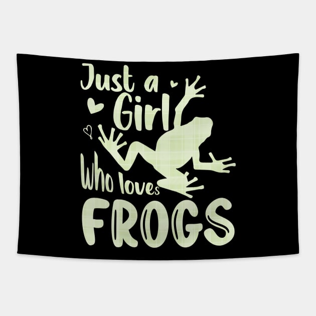 Just A Girl Who Loves Frogs Green Tartan Tapestry by Kylie Paul