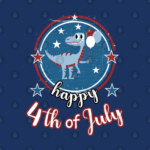 Happy 4th of July Cute Patriot Dinosaur by Cute Pets Graphically