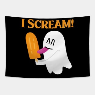 Ghost eating Ice cream halloween funny joke 2022 Tapestry