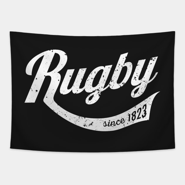 Cool rugby logo type Tapestry by atomguy