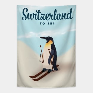 Switzerland Penguin to ski Tapestry