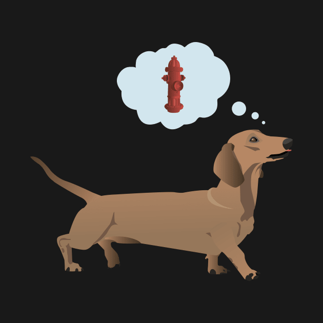 Happy Dachshund Dreaming of Fire Hydrant by NorseTech