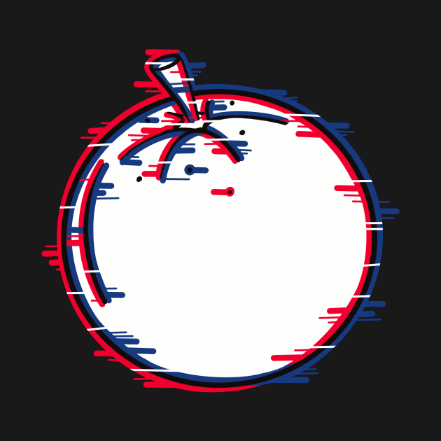 Orange design with a glitch effect by Fruit Tee