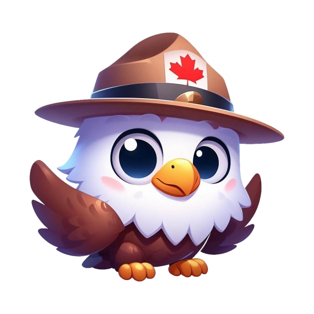 Cute Canadian Mountie Eagle Illustration by Dmytro