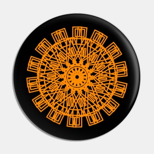 Unique circular geometric pattern design in orange color Pin