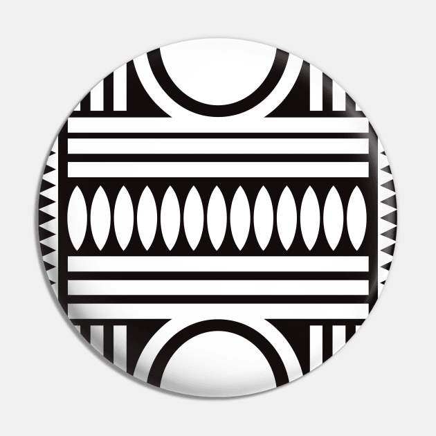 African Geometric Pattern Black and White Pin by Inogitna Designs