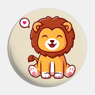 Cute Lion Sitting Cartoon Pin