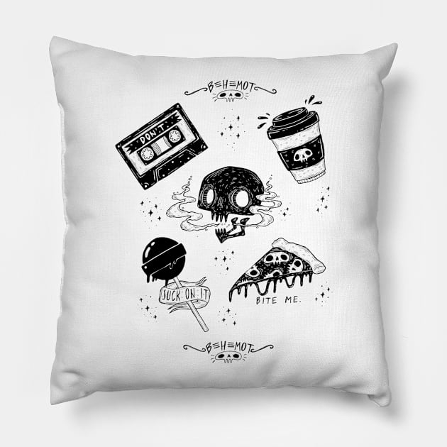 Black Skull Flash Pillow by Behemot